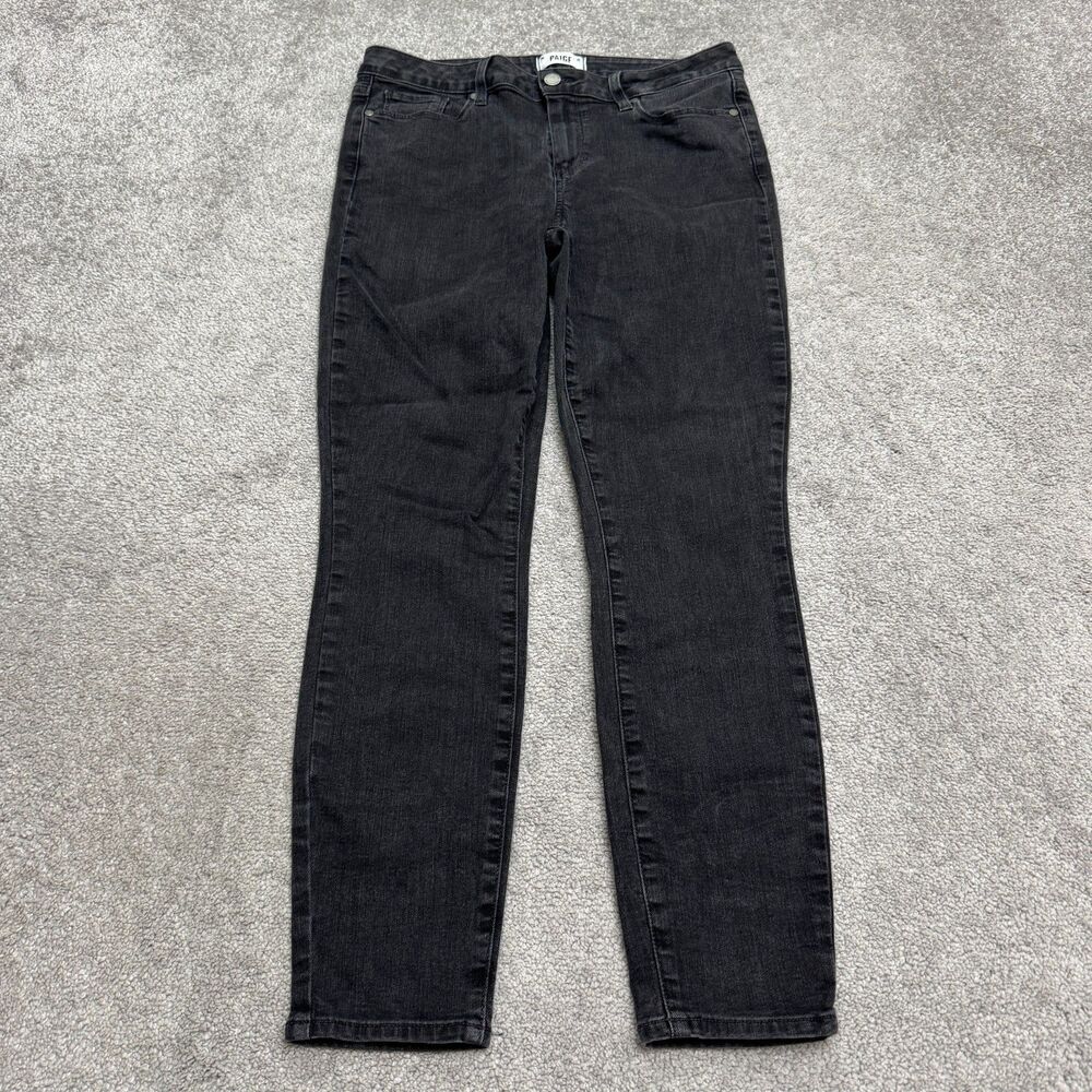 PAIGE Verdugo Ankle Skinny Crow Stretch Mid Rise Denim Jeans Womens 31 Black
